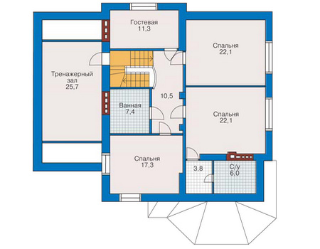Планировка второго этажа :: Проект дома из кирпича 32-96