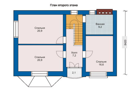 Планировка второго этажа :: Проект дома из кирпича 32-98