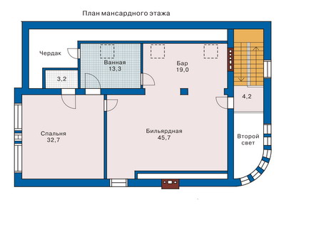 Планировка мансардного этажа :: Проект дома из кирпича 33-16