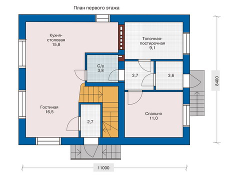 Планировка первого этажа :: Проект дома из кирпича 33-17