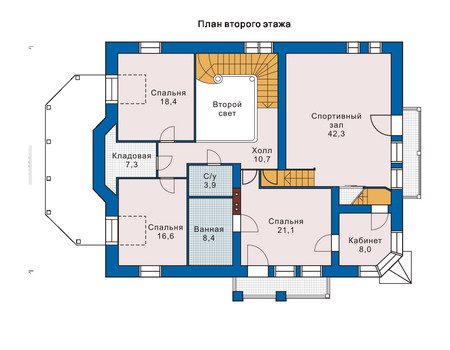 Планировка второго этажа :: Проект дома из кирпича 33-19
