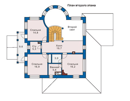 Планировка второго этажа :: Проект дома из кирпича 33-24