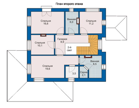 Планировка второго этажа :: Проект дома из кирпича 33-28