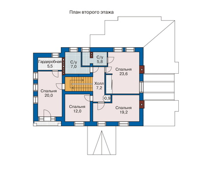Планировка второго этажа :: Проект дома из газобетона 33-46