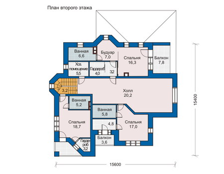 Планировка второго этажа :: Проект дома из кирпича 33-67