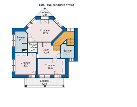 Планировка мансардного этажа :: Проект дома из газобетона 33-77