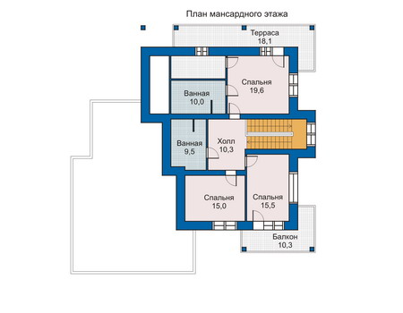 Планировка мансардного этажа :: Проект дома из кирпича 33-78