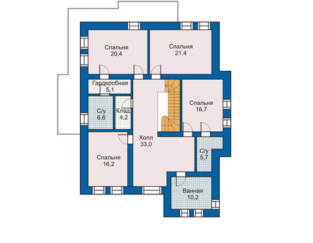 Планировка второго этажа :: Проект дома из кирпича 33-93