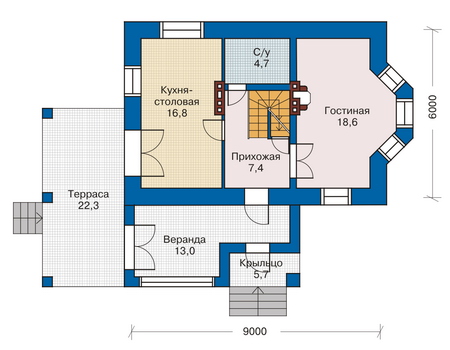 Планировка первого этажа :: Проект дома из кирпича 33-98