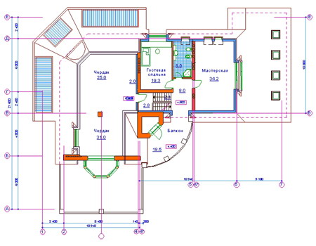 Планировка мансардного этажа :: Проект дома из кирпича 34-08