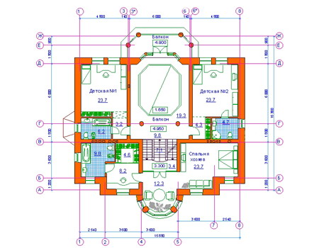 Планировка второго этажа :: Проект дома из кирпича 34-09