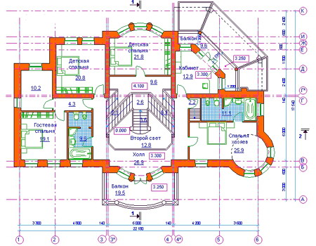 Планировка второго этажа :: Проект дома из кирпича 34-16