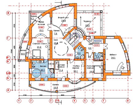 Планировка второго этажа :: Проект дома из кирпича 34-19