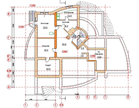 Планировка цокольного этажа :: Проект дома из кирпича 34-19
