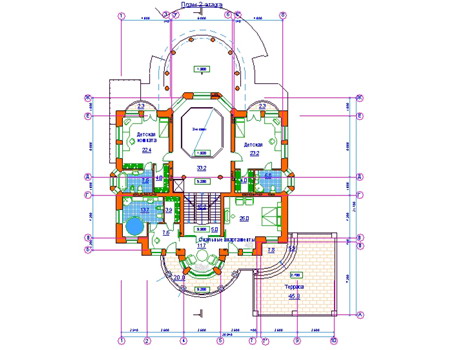 Планировка второго этажа :: Проект дома из кирпича 34-20