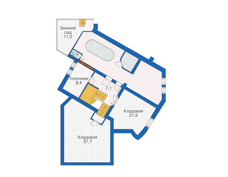 Планировка цокольного этажа :: Проект дома из кирпича 34-37