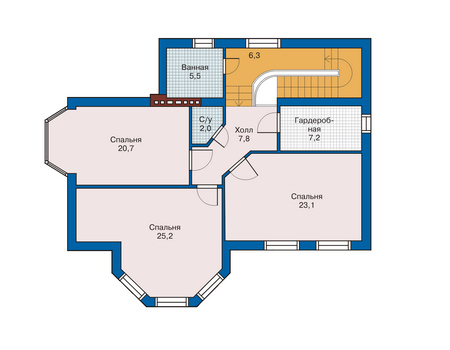 Планировка второго этажа :: Проект дома из кирпича 34-38