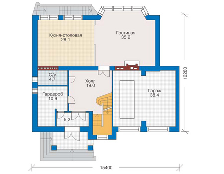 Планировка первого этажа :: Проект дома из кирпича 34-73