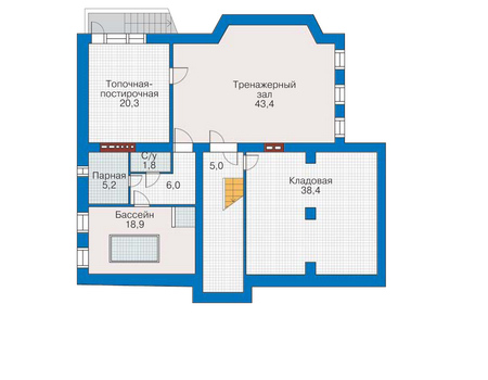 Планировка цокольного этажа :: Проект дома из кирпича 34-73