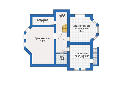 Планировка цокольного этажа :: Проект дома из кирпича 35-04