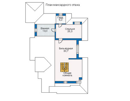 Планировка мансардного этажа :: Проект дома из кирпича 35-08