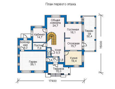 Планировка первого этажа :: Проект дома из кирпича 35-10