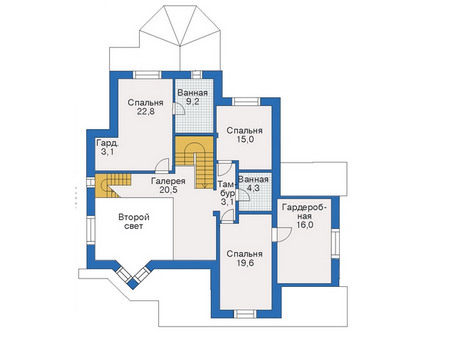 Планировка второго этажа :: Проект дома из кирпича 35-11