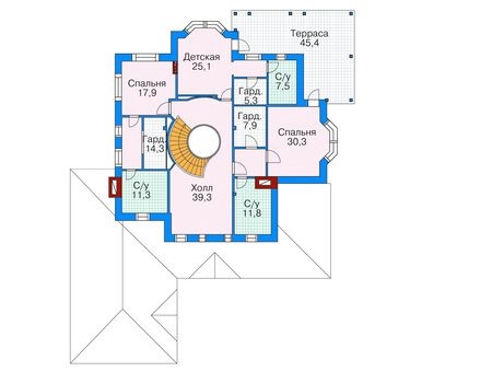 Планировка второго этажа :: Проект дома из кирпича 35-23