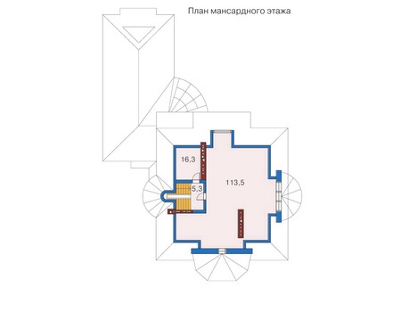 Планировка мансардного этажа :: Проект дома из кирпича 35-24