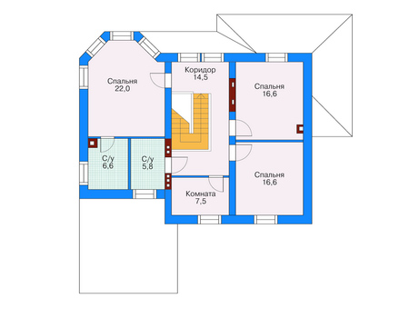 Планировка второго этажа :: Проект дома из кирпича 35-25