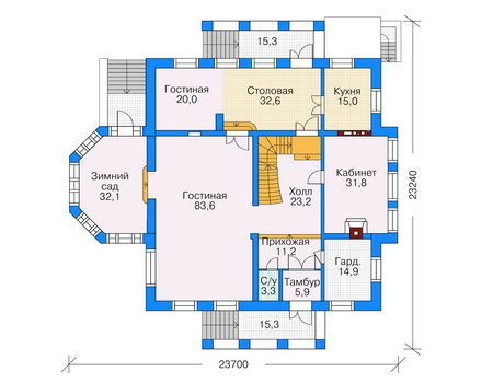 Планировка первого этажа :: Проект дома из кирпича 35-26