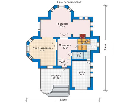Планировка первого этажа :: Проект дома из кирпича 35-36