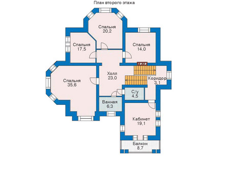 Планировка второго этажа :: Проект дома из кирпича 35-36