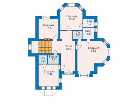 Планировка второго этажа :: Проект дома из кирпича 35-37