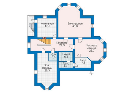 Планировка цокольного этажа :: Проект дома из кирпича 35-37