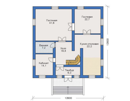 Планировка первого этажа :: Проект дома из кирпича 35-49