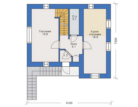 Планировка первого этажа :: Проект дома из газобетона 35-50