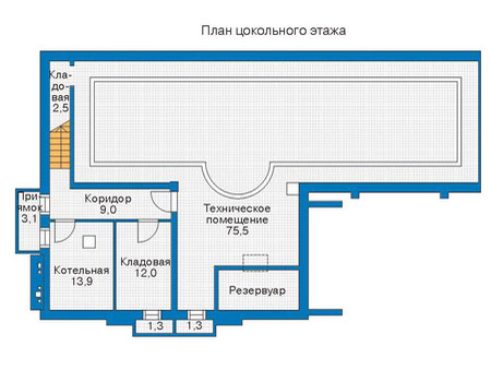Планировка цокольного этажа :: Проект дома из кирпича 35-62