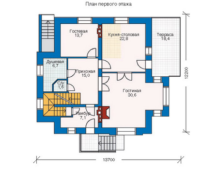 Планировка первого этажа :: Проект дома из кирпича 35-63