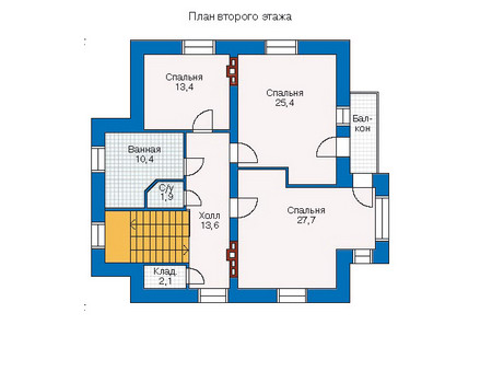 Планировка второго этажа :: Проект дома из кирпича 35-63