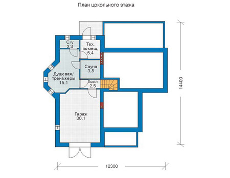 Планировка цокольного этажа :: Проект дома из кирпича 35-69
