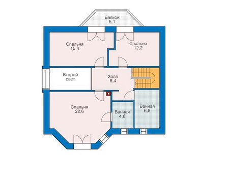 Планировка мансардного этажа :: Проект дома из кирпича 35-73