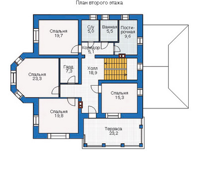 Планировка второго этажа :: Проект дома из кирпича 35-75