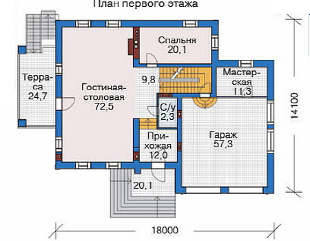Планировка первого этажа :: Проект дома из кирпича 35-82