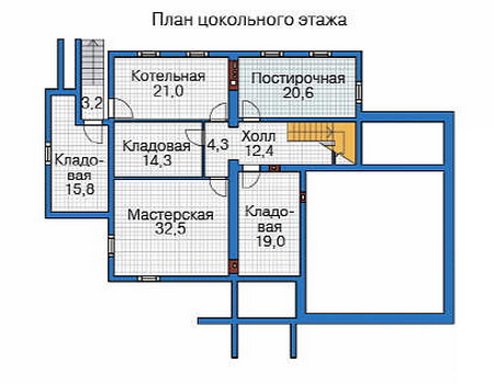 Планировка цокольного этажа :: Проект дома из кирпича 35-82