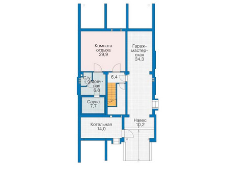 Планировка цокольного этажа :: Проект дома из кирпича 35-90