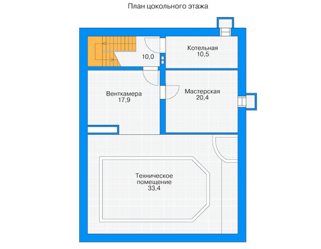 Планировка цокольного этажа :: Проект дома из кирпича 35-95