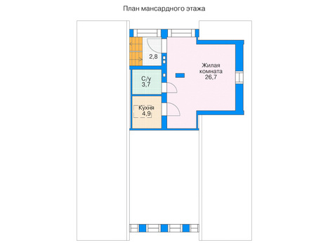 Планировка мансардного этажа :: Проект дома из кирпича 35-95