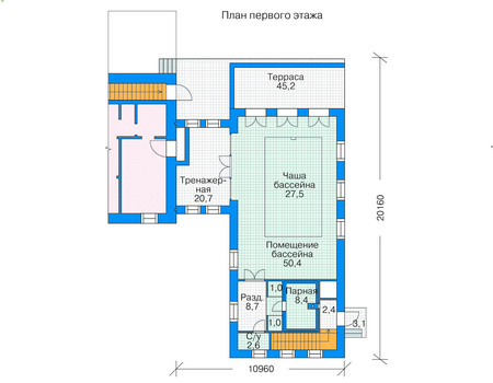 Планировка первого этажа :: Проект дома из кирпича 35-99
