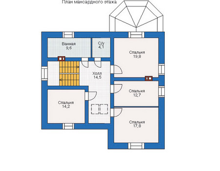 Планировка мансардного этажа :: Проект дома из кирпича 36-01